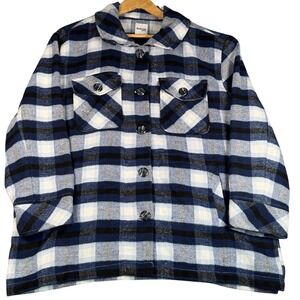 Kensie Blue Plaid Women's Shacket XL Cozy Cabin Core Fall Layering Jacket